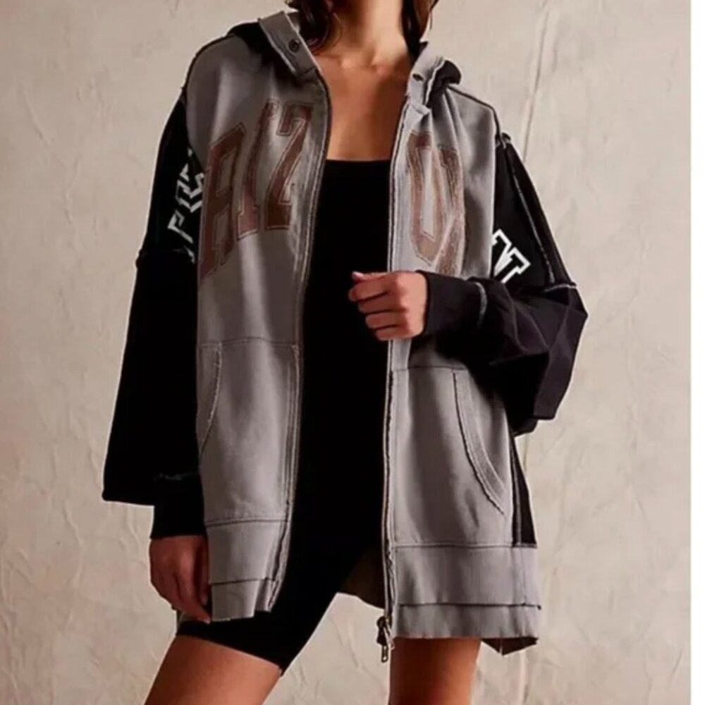 We The Free Retro Remade Hoodie Washed Black Combo Medium/Large NWT